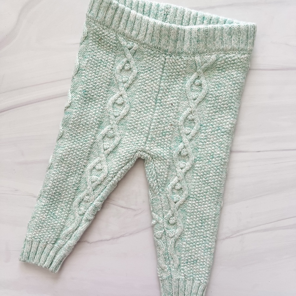 NWT! Janie & Jack Mint Green Knit Baby Leggings Size 3-6 Months